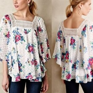 Anthro Meadow Rue Lace Kimono Sleeve Top S